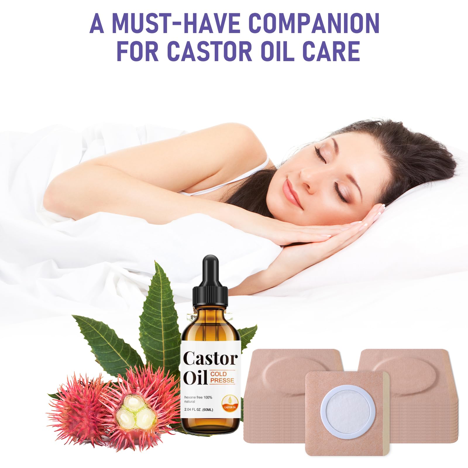 Illustration showing how to use castor oil patch
