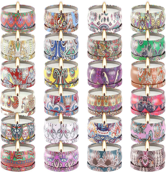 Howemon 24-pack scented candles gift set displayed with variety of fragrances