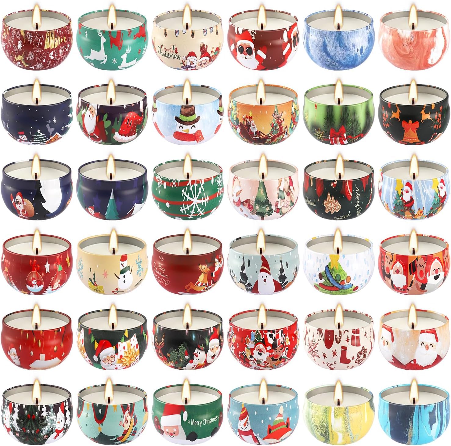 Assorted scented candles arranged in gift-ready packaging