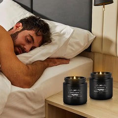 Side view of Howemon 12-pack black glass jars