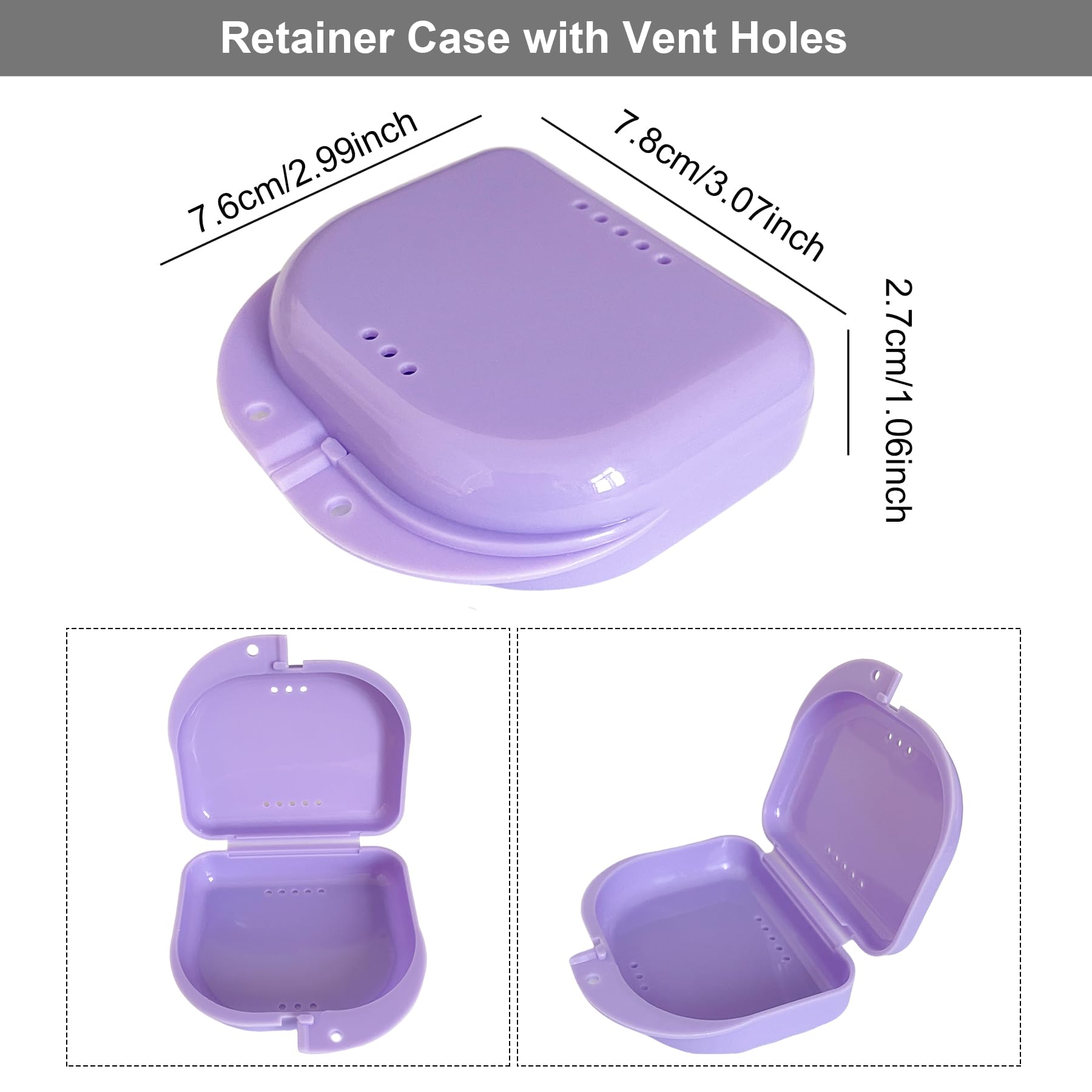 Howinn denture bath case purple – travel and storage suitable for dentures, retainers
