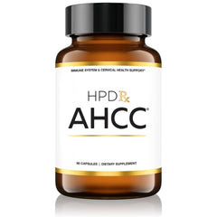 HPD Rx Premium AHCC and Shiitake bottle suggests daily immune support potential