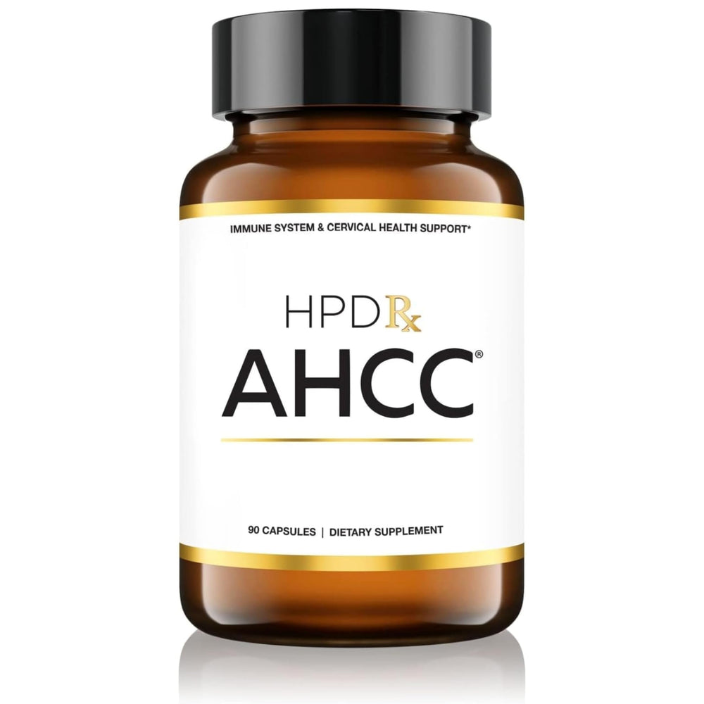 HPD Rx AHCC and Shiitake 1100 mg per serving label on bottle