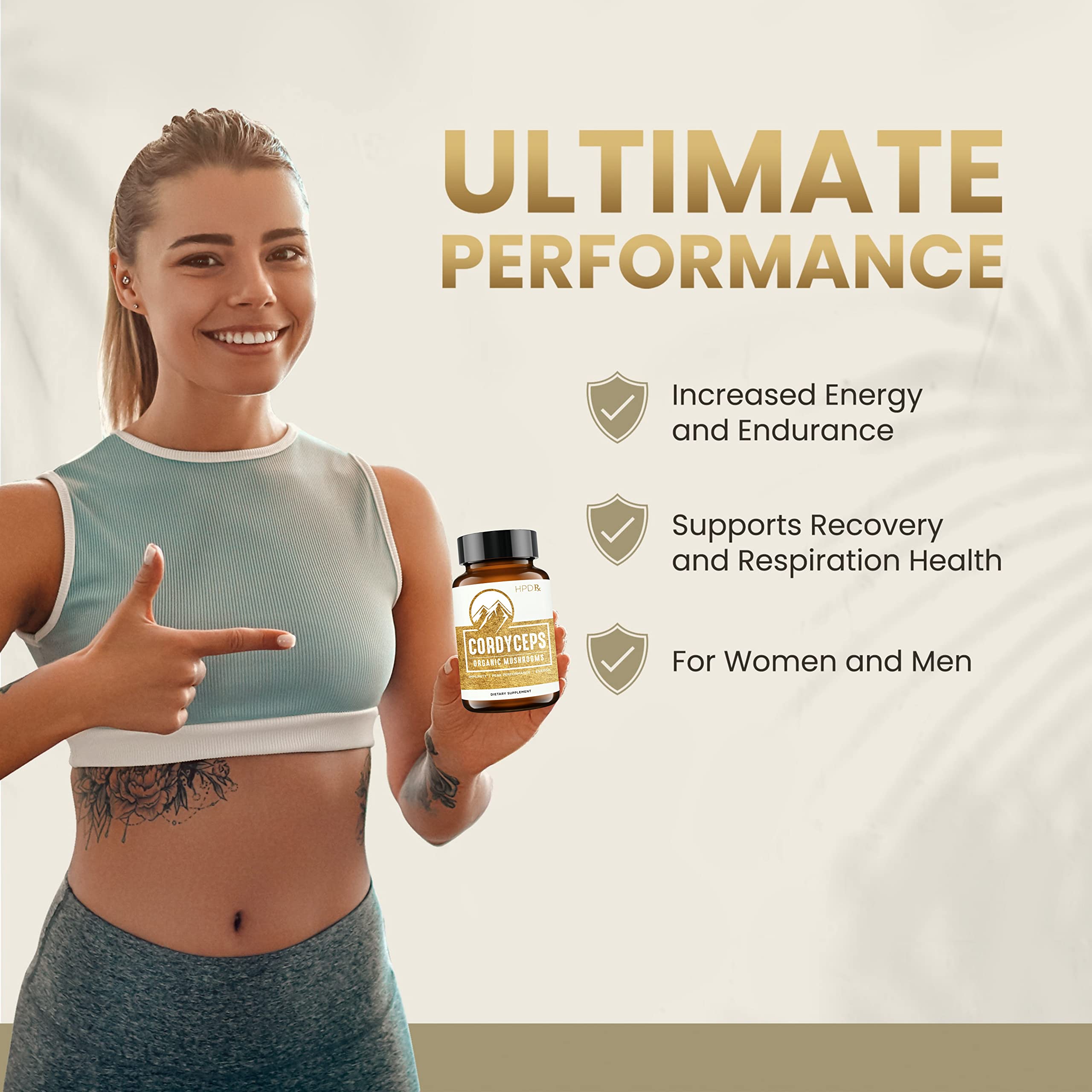 Cordyceps ingredient details highlighting non-GMO, vegan, gluten-free