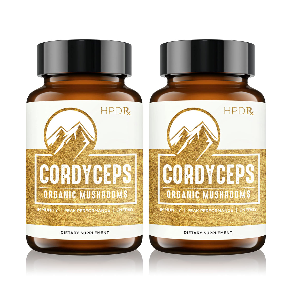 HPD Rx Cordyceps bottle – Premium Organic Mushroom Extract, 2250 mg per serving