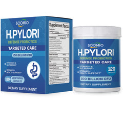 Bottle of H. pylori support probiotic with 100B CFU capsules