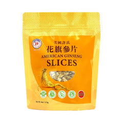 Hsu's American ginseng slices pack front, ready for tea or infusion.