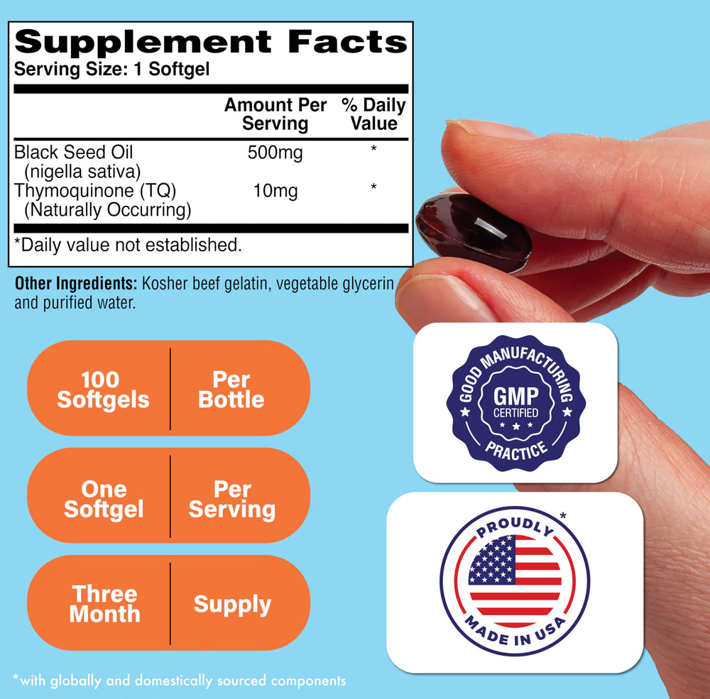 Product label with ingredients and certifications