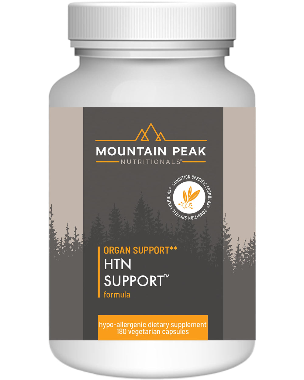 Mountain Peak HTN Blood Pressure Support bottle with 180 vegetarian capsules