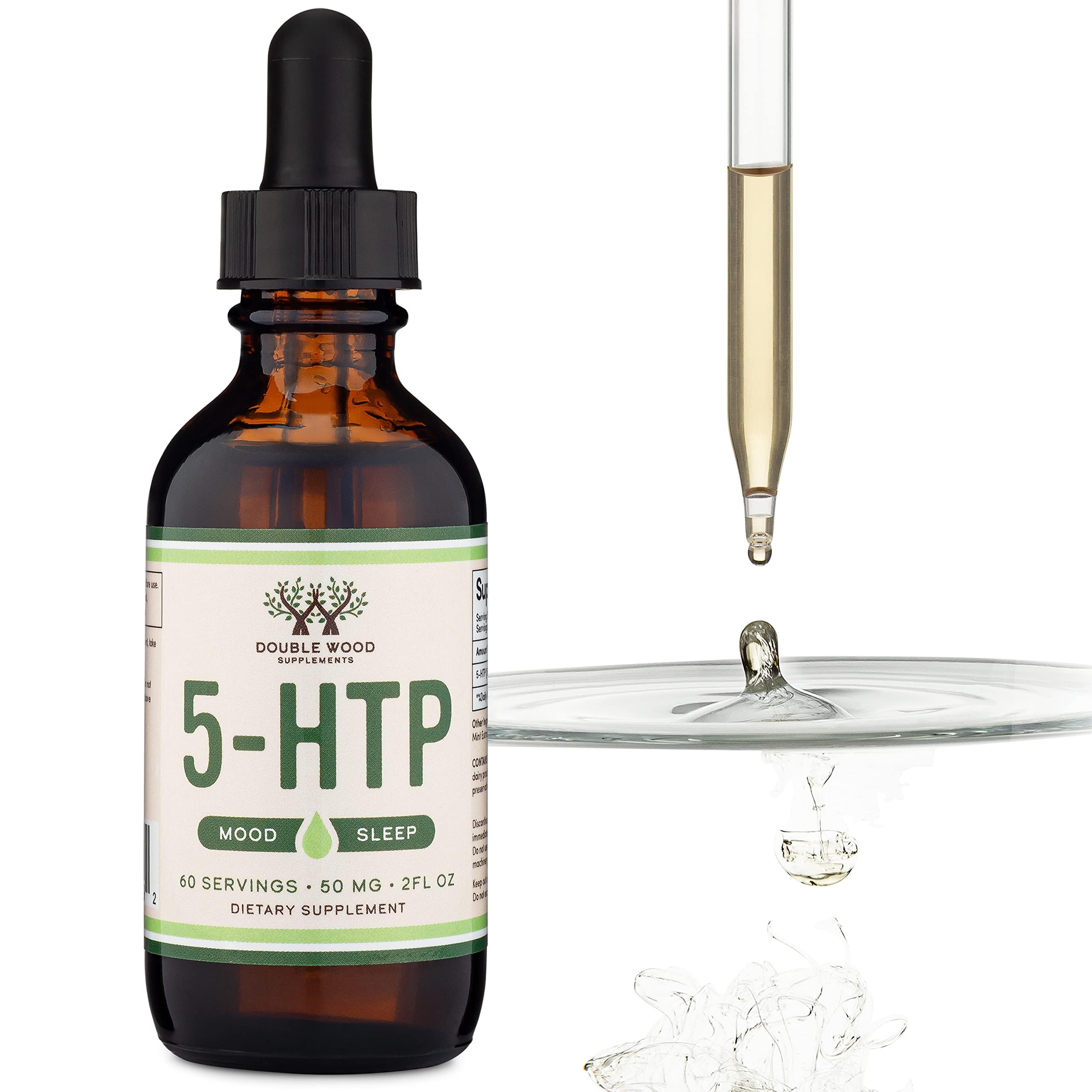 5-HTP liquid drops label showing supplement facts