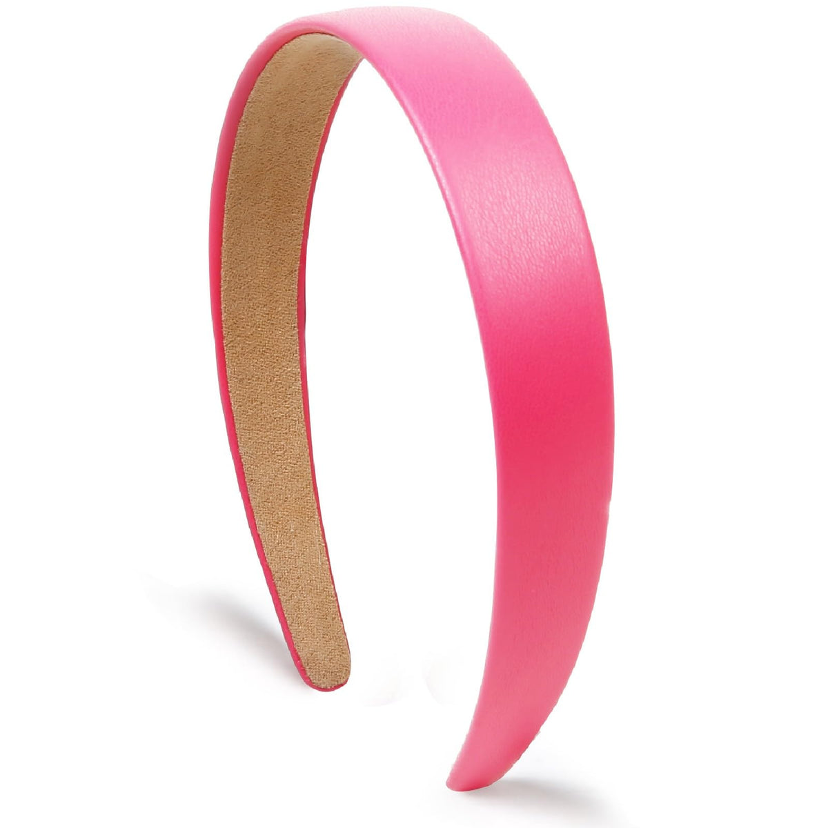 Huachi pink faux leather headband for women adds retro style to daily outfits.