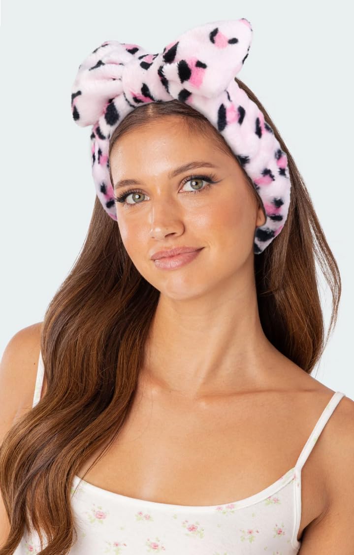 Huachi stretchy headband with bow fits adults and kids for family skincare.