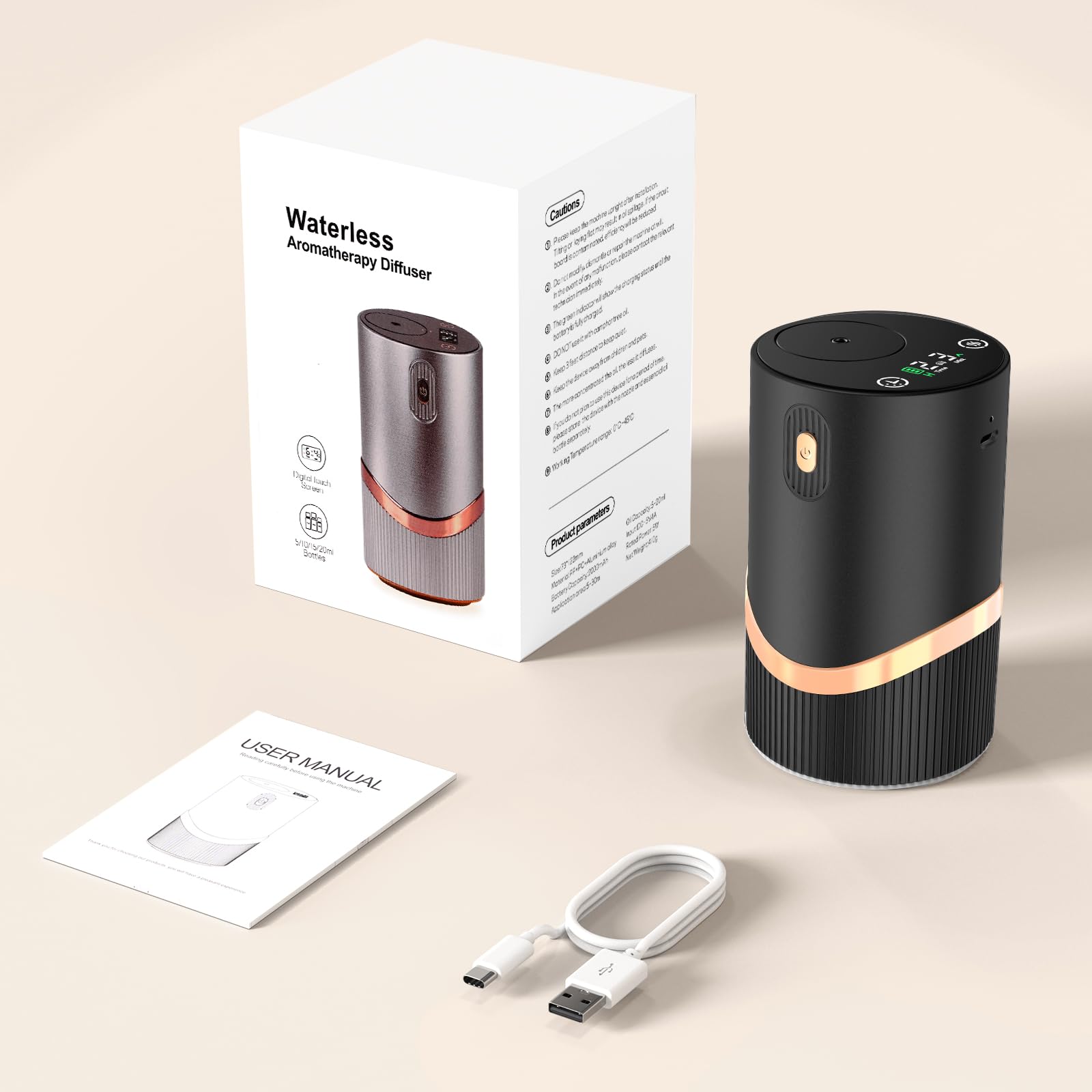Huachuang waterless diffuser portable-design highlights versatile use across room office and travel.