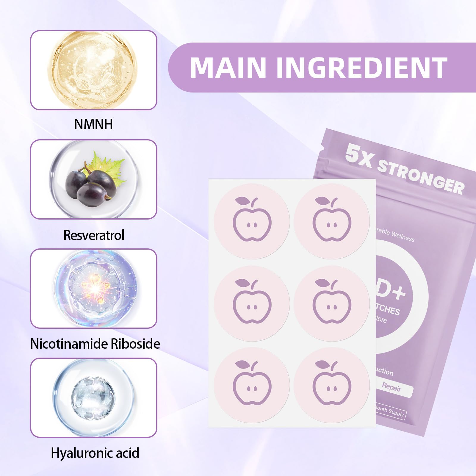 Close-up of NAD+ patch applied to skin
