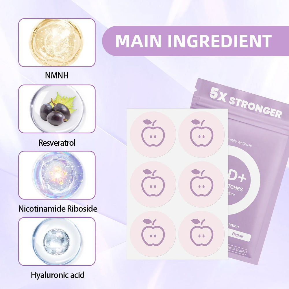 Close-up of NAD+ patch applied to skin