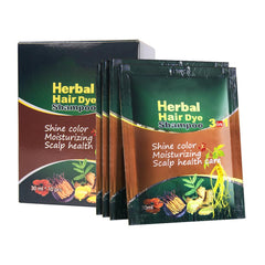 HUDABABY chestnut brown dye shampoo bottle showing quick gray coverage
