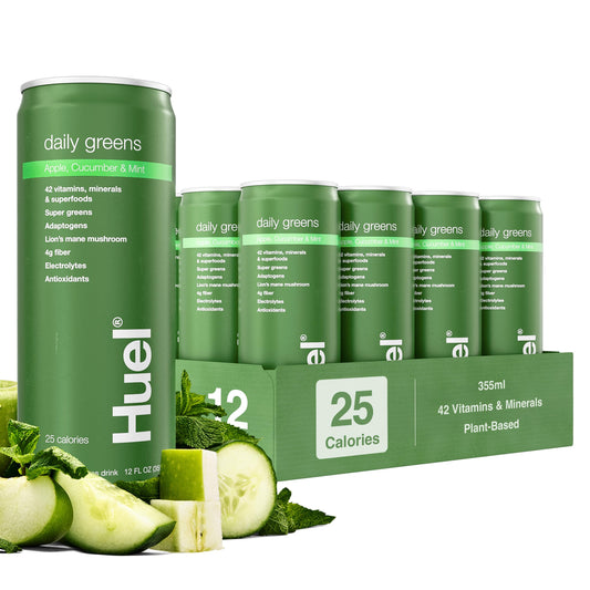 Huel Daily Greens bottle Apple Cucumber Mint front view