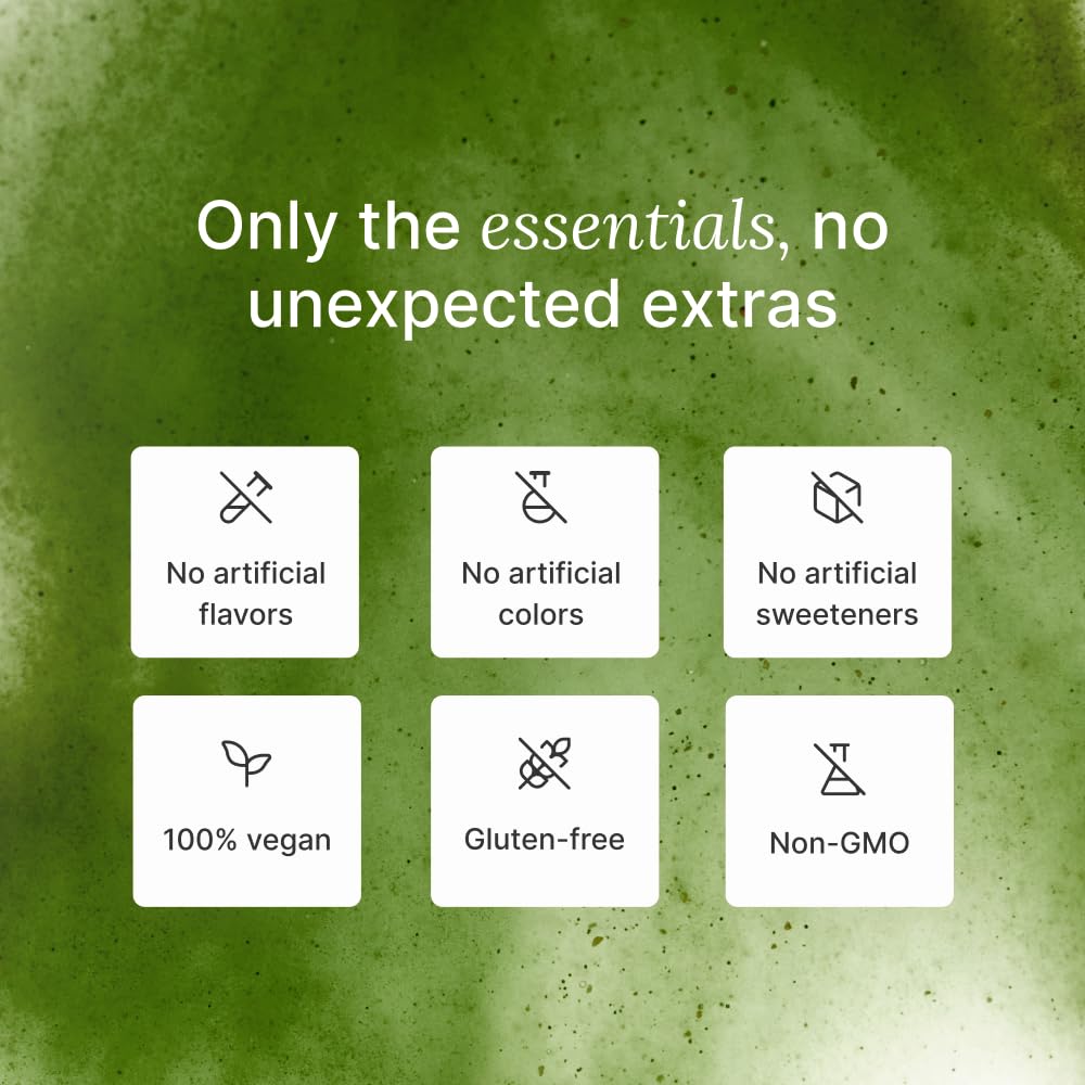 Huel Daily Greens ingredients panel highlighting organic greens and antioxidants