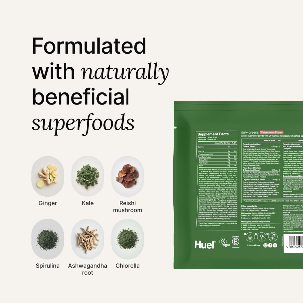 Ingredients list for Huel Daily Greens Watermelon