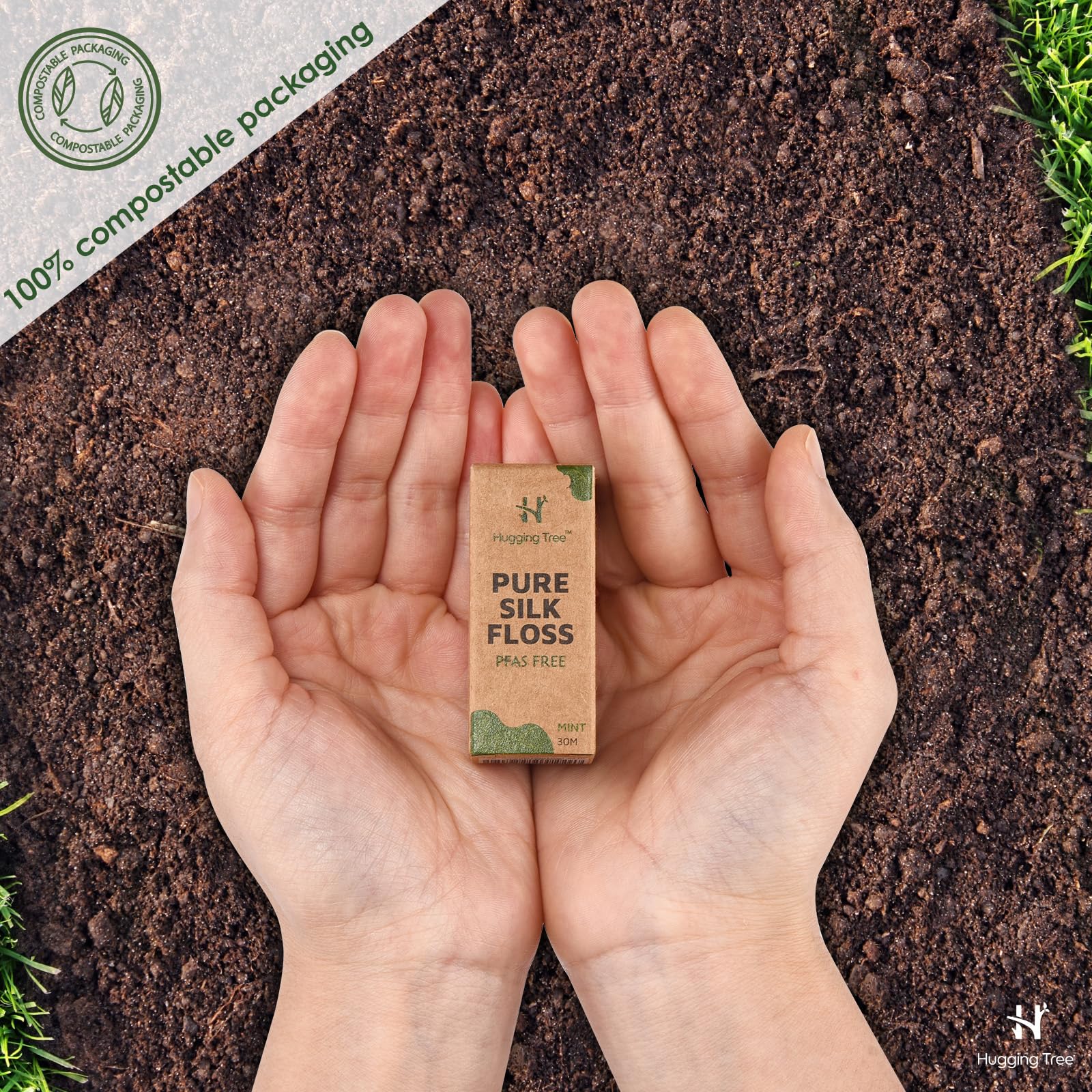 Compostable kraft paper packaging with vegetable-based ink