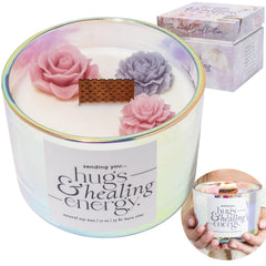 12oz sympathy candle with iridescent glass jar and floral design