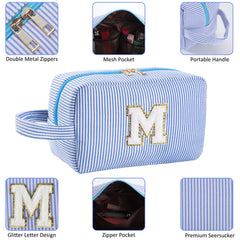 Huifen makeup brush bag blue pouch fits brushes and tools