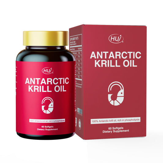 HUJ Antarctic Krill Oil 1000mg bottle with 60 softgels, front view
