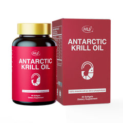 HUJ Antarctic Krill Oil 1000mg bottle with 60 softgels, front view