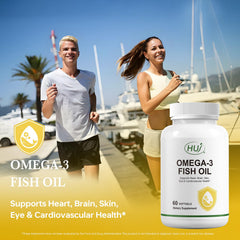 Icons representing heart, brain, and eyes for omega-3 support