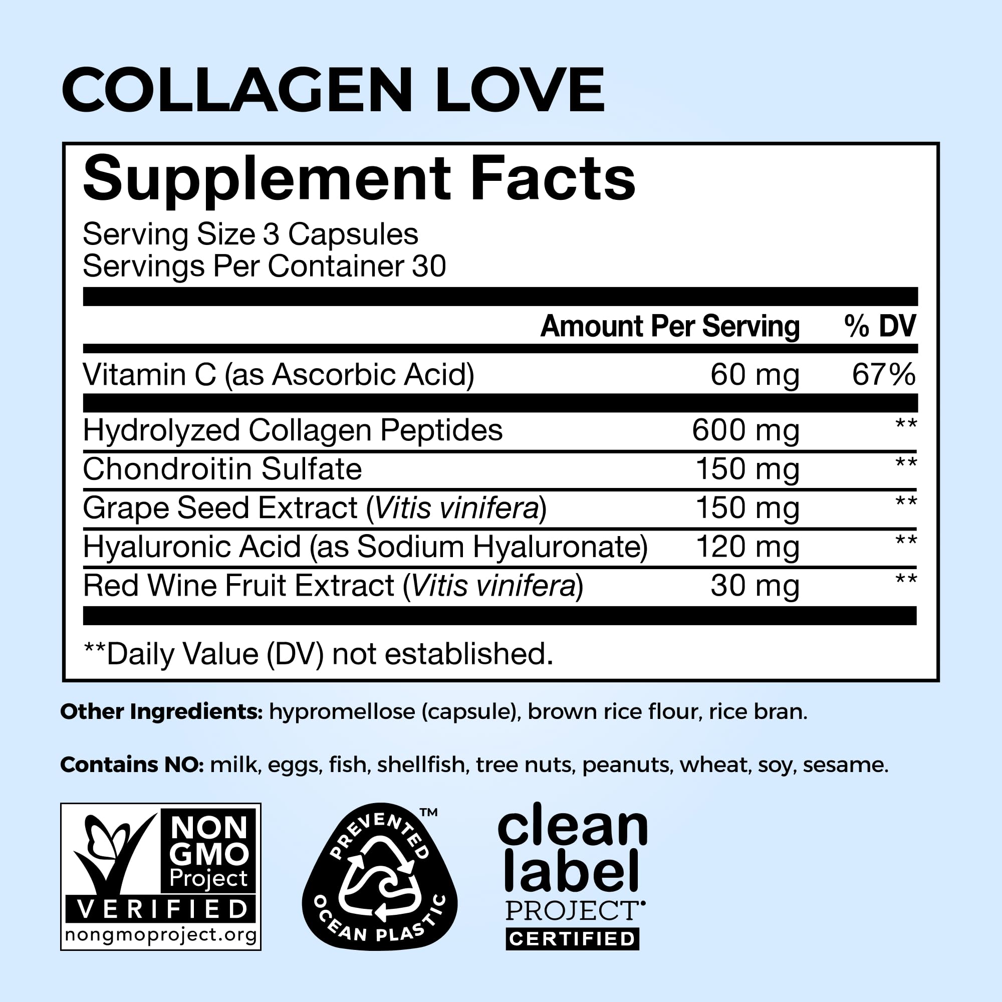 Hyaluronic acid and vitamin C components of the HUM Collagen Love Skin supplement