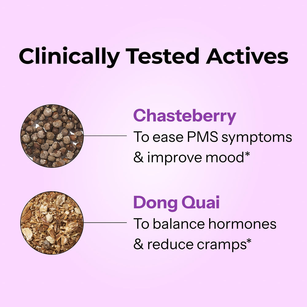 HUM Hormone Balance clean-label packaging and label on bottle.