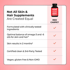 Healthy hair and glowing skin concept with HUM vitamins