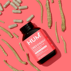 HUM Uber Energy bottle with 60 vegan capsules displayed