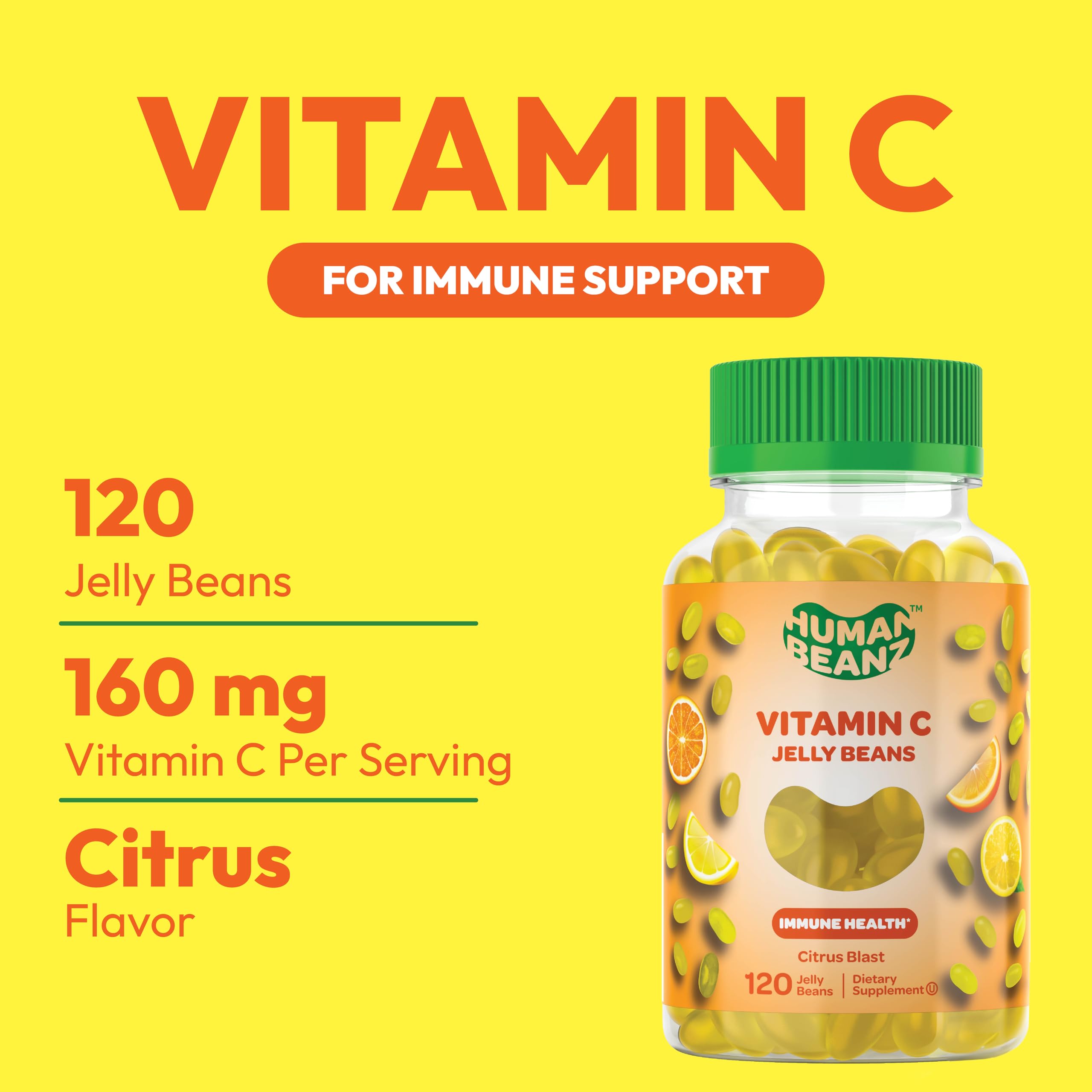 Back label with nutrition facts for Vitamin C Jelly Beans