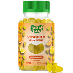 Front label of Human Beanz Vitamin C Jelly Beans Citrus Blast bottle
