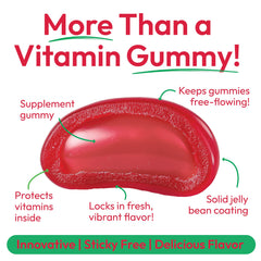 Close-up of strawberry-flavored Vitamin D3 jelly beans