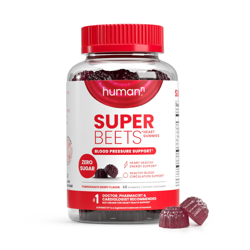 HumanN SuperBeets Heart Gummies bottle front – Pomegranate Berry flavor