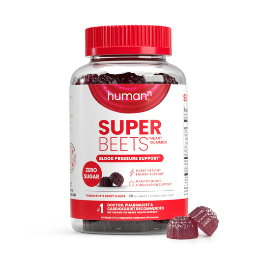 HumanN SuperBeets Heart Gummies bottle front – Pomegranate Berry flavor