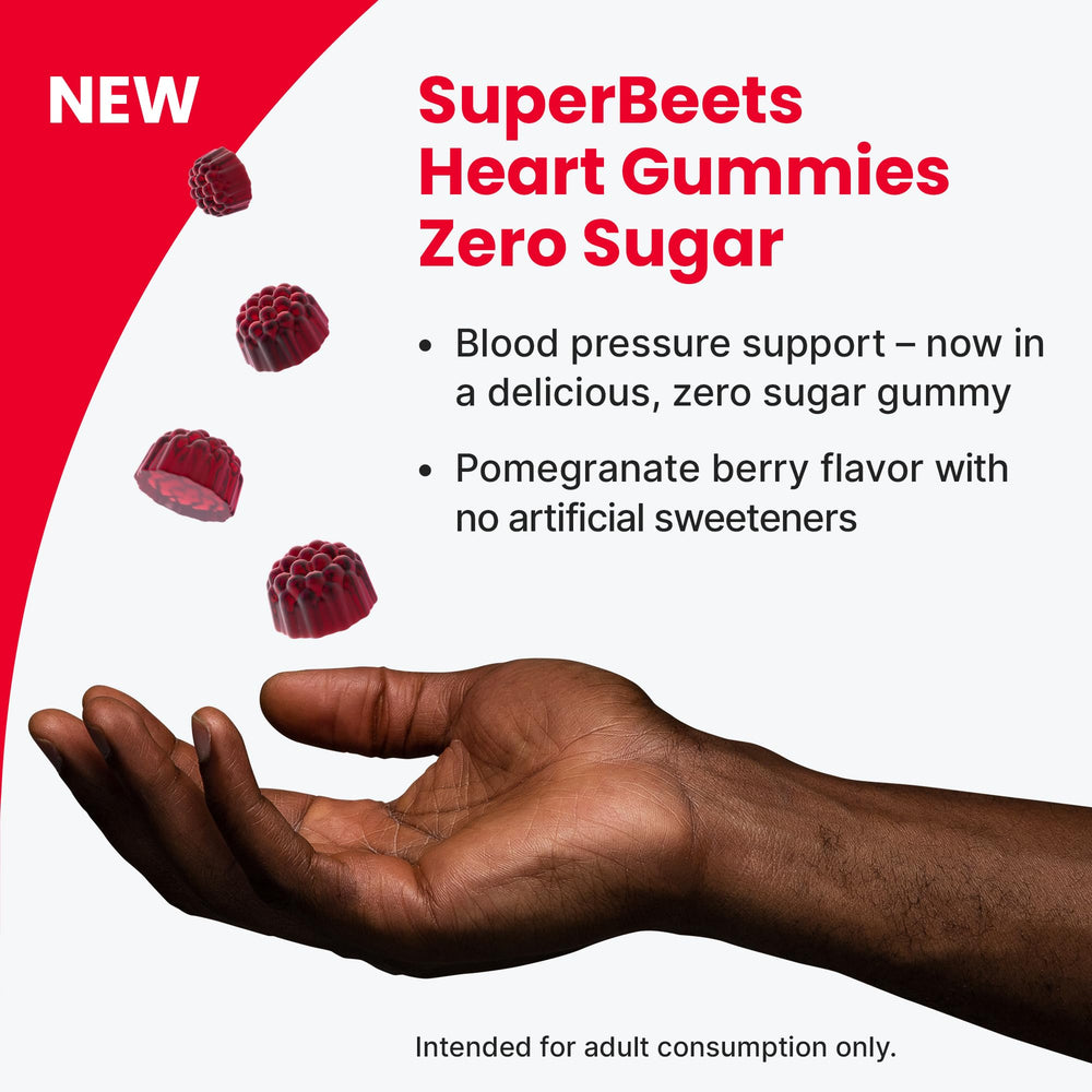 Ingredients panel featuring grape seed extract and beetroot powder