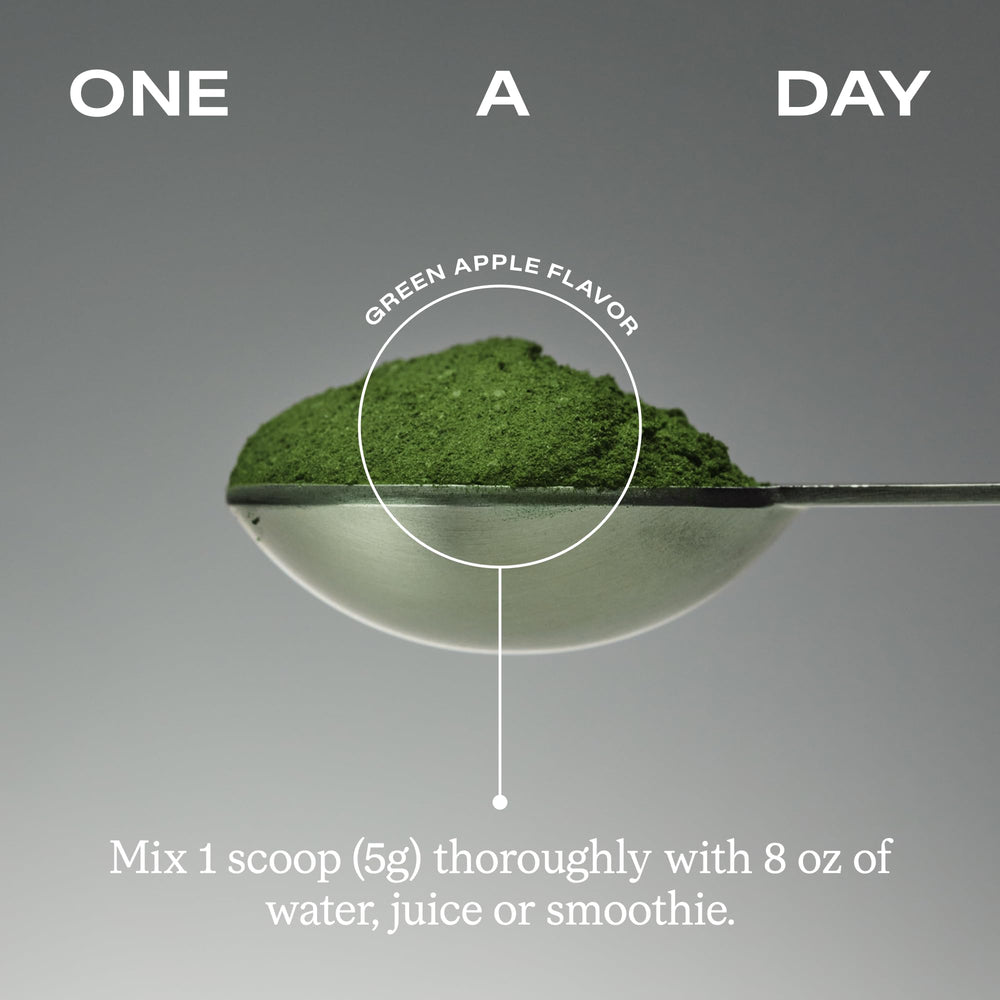 HumanN HeartGreens blended into a smoothie suggesting versatile use and flavor enhancement