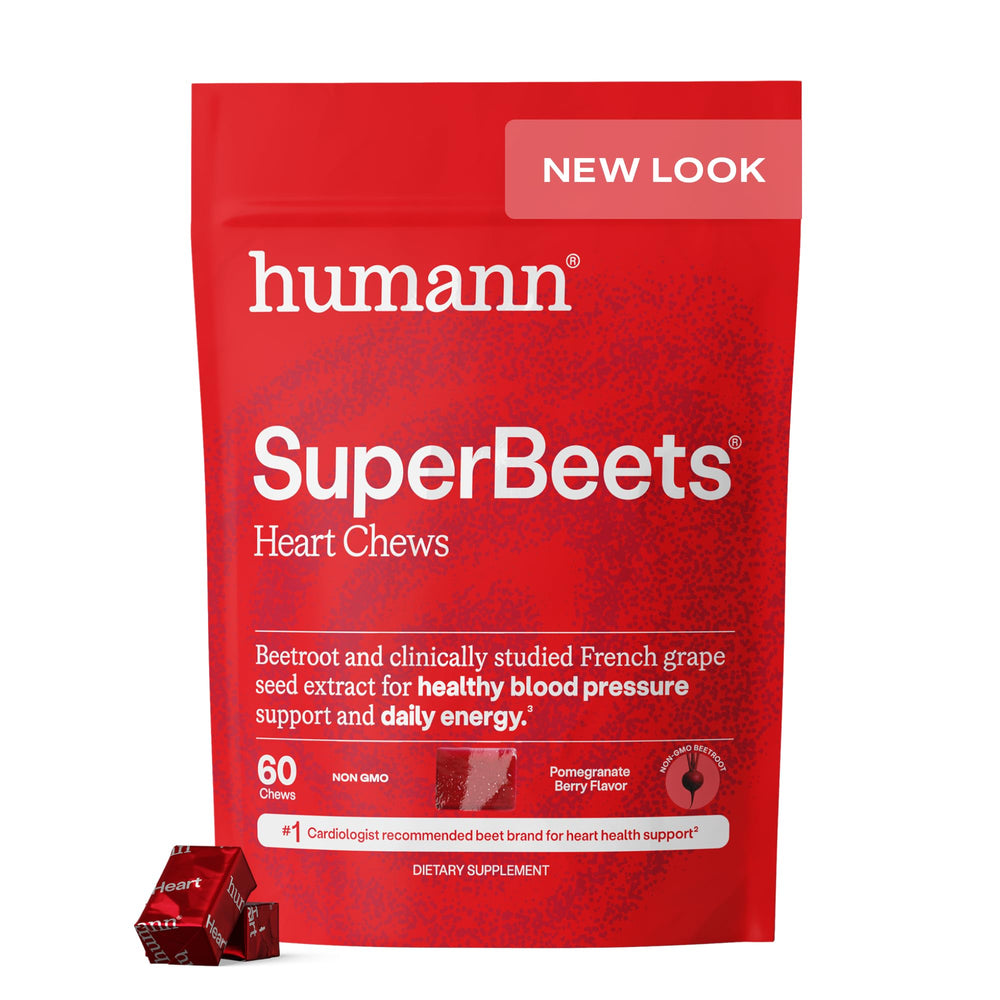 Humann SuperBeets Heart Chews bottle front view for everyday circulation support