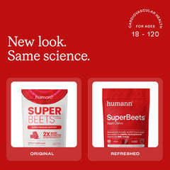 Unwrapped Humann SuperBeets Heart Chews ready for on-the-go use