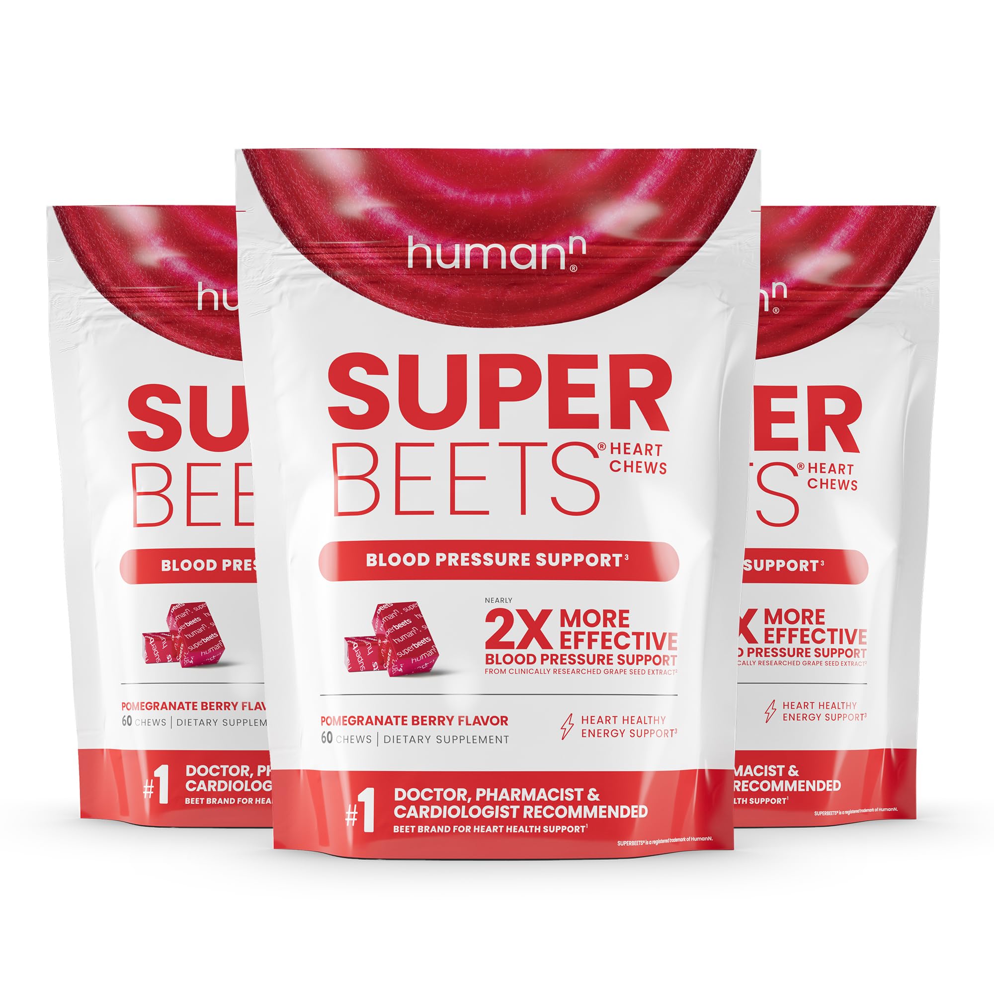 Front label of HumanN SuperBeets Heart Chews
