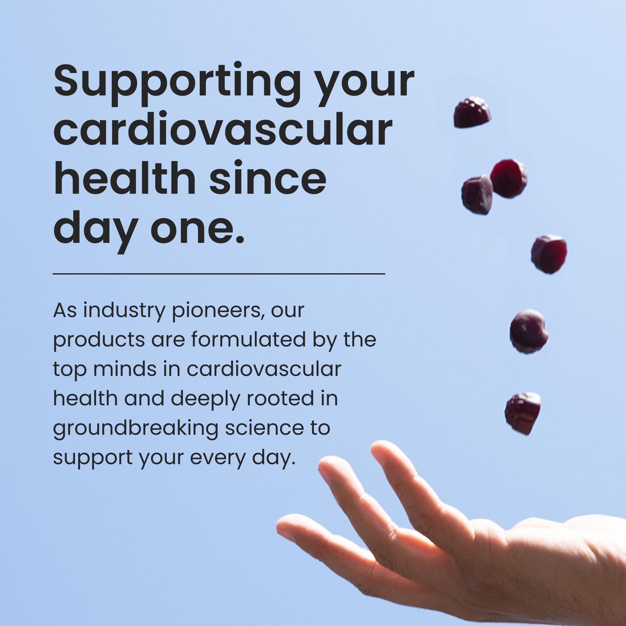 Humann SuperBeets Heart Gummies Advanced product on white background with fruit accents