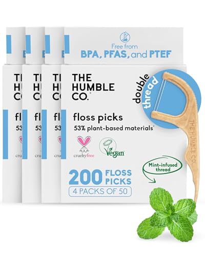 The Humble Co Mint Dental Floss Picks 200-count package