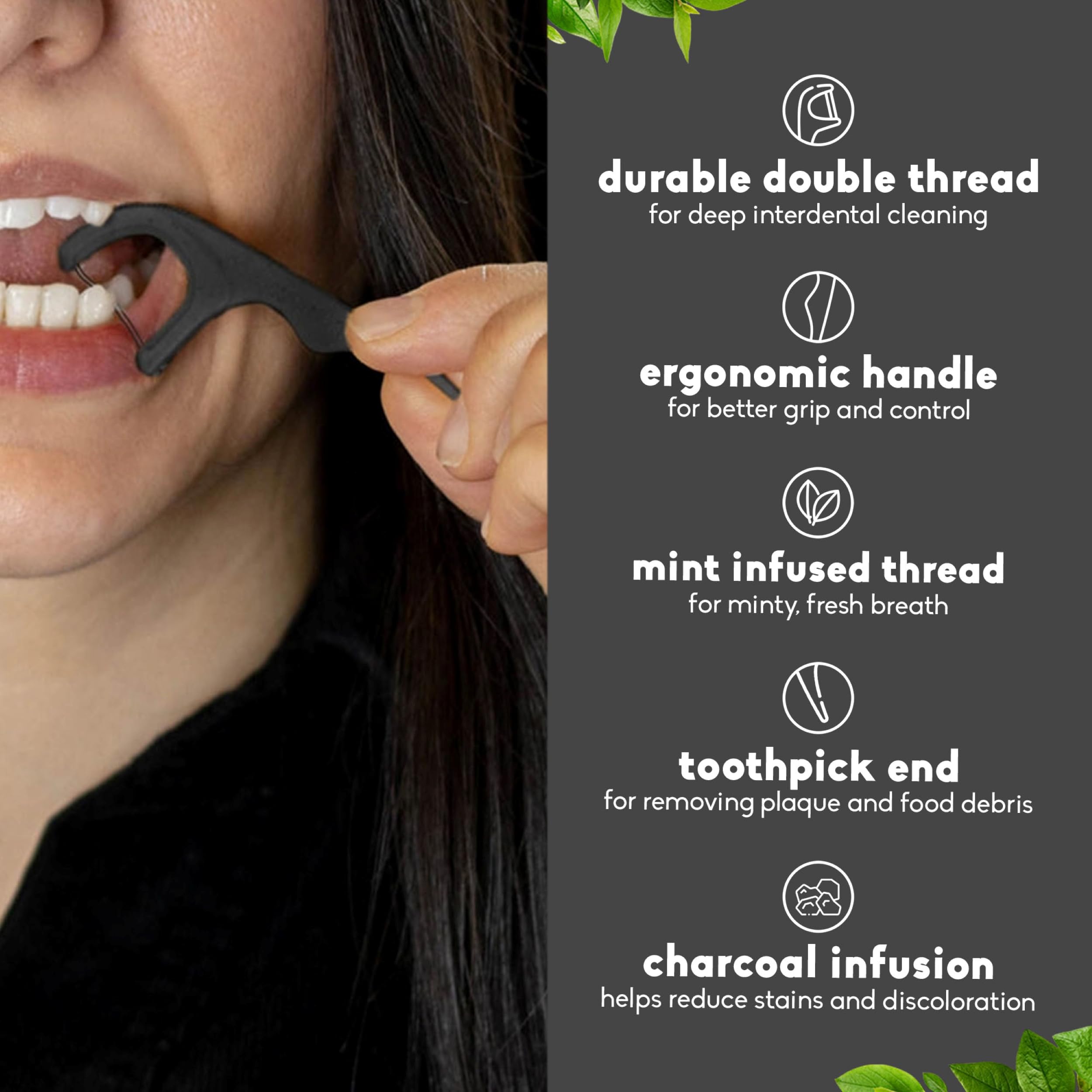 Plant-based handle made from cornstarch for eco-friendly floss picks
