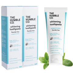 Front view of The Humble Co Fluoride-Free Teeth Whitening Toothpaste Peppermint 2-pack