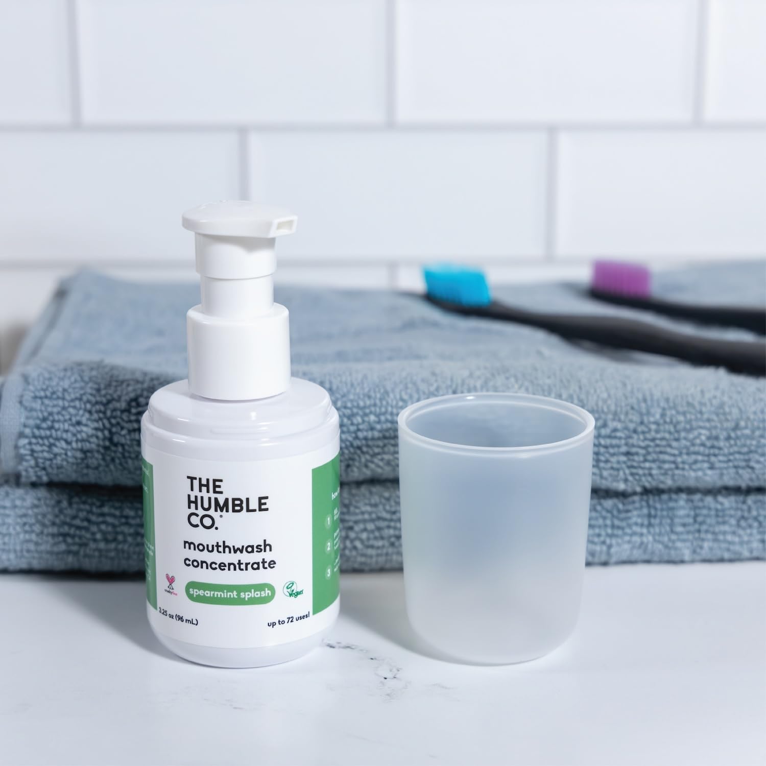 Product label highlighting fluoride-free and vegan