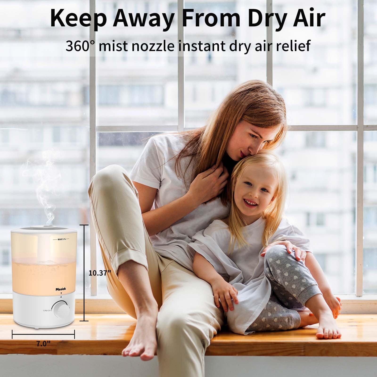 Compact bedroom humidifier suitable for home and office