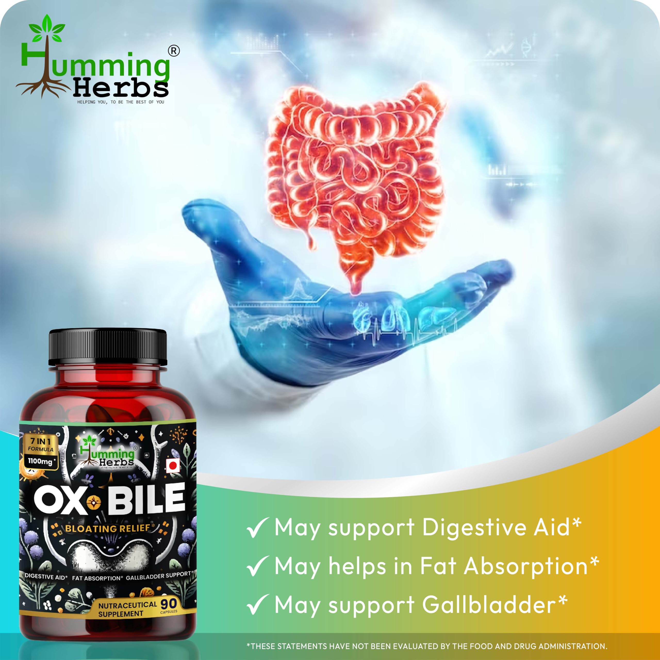 Bromelain, Betaine HCl and peppermint listed on packaging